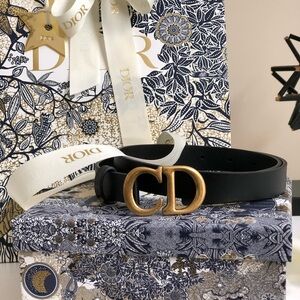 Authentic Christian Dior C'est Dior Belt - Black Calfskin, Size 70